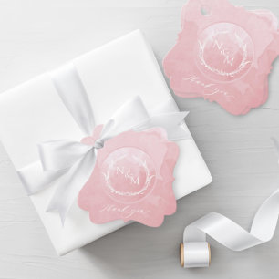 Elegante Dusty Rose Watercolor Monogram Wedding Geschenkanhänger