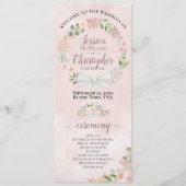 Elegante Dusty Rose Watercolor Wreath Wedding Programm (Vorderseite)