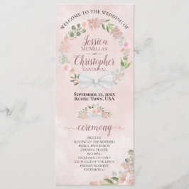 Elegante Dusty Rose Watercolor Wreath Wedding Programm