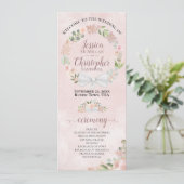 Elegante Dusty Rose Watercolor Wreath Wedding Programm (Stehend Vorderseite)