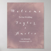 Elegante Dusty Rose Wedding Welcome Sign Poster (Vorne)