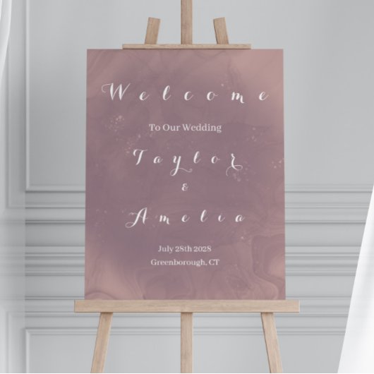 Elegante Dusty Rose Wedding Welcome Sign Poster
