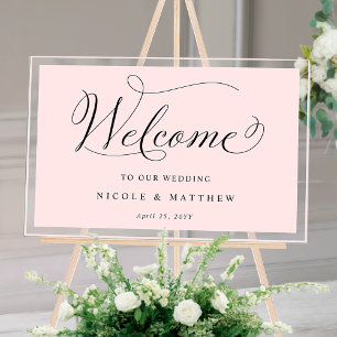 Elegante Dusty Rose Wedding Willkommenssymbol Acrylschild