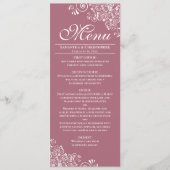 Elegante Dusty Rose & White Frilly Corners Wedding Menükarte (Vorderseite)