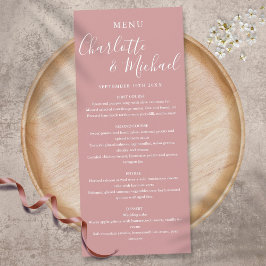 Elegante Duty Rose Signature Schrift Hochzeitsmenü Menükarte