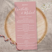 Elegante Duty Rose Signature Script Wedding Menu
