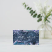 Elegante Earth Blue Agate Glitzer Marmorfarben Visitenkarte (Stehend Vorderseite)