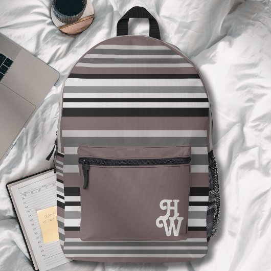 Elegante Earth Tones Brown Savannah Stripes Muster Bedruckter Rucksack