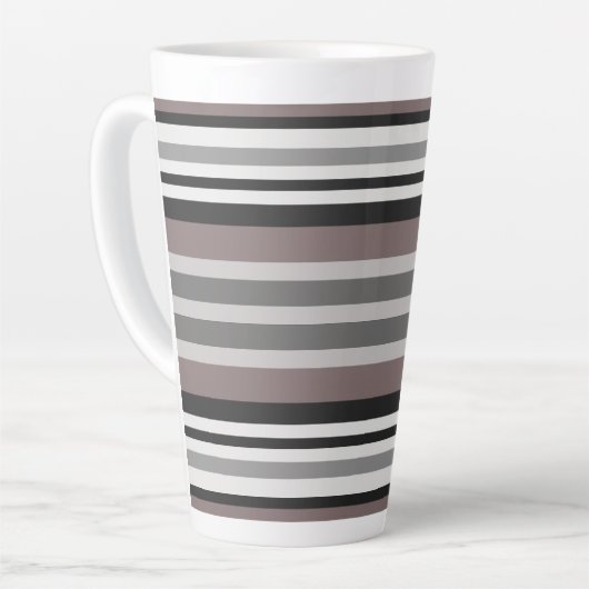 Elegante Earth Tones Brown Savannah Stripes Muster Milchtasse (Linke Ecke)
