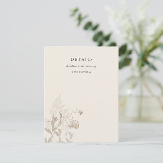 Elegante Earthy Floral Cream Wedding Card Einladung (Stehend Vorderseite)