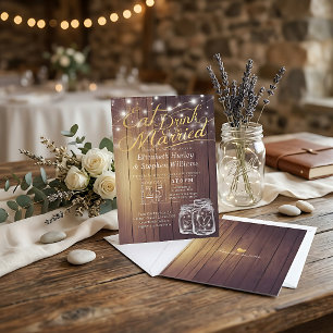 Elegante EAT Drink & Be Married Hochzeits Einladun Einladung