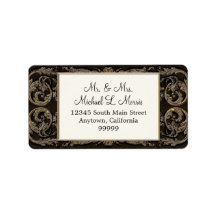 Elegante Ebony Black Baroque Hochzeit Rücksendeadr