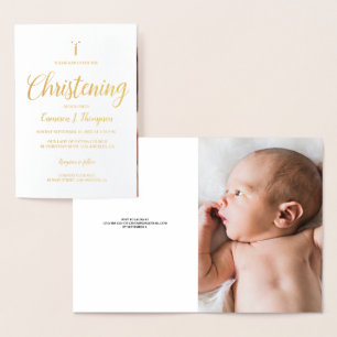 Elegante echte Gold Metallic-Folie Baby Christenin Folienkarte