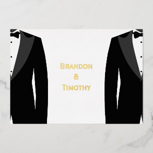Elegante echte Goldfolie Schwule Hochzeit RSVP Kar Folieneinladung