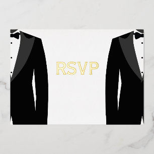 Elegante echte Goldfolie-schwule Hochzeits-RSVP-Ka Folieneinladung