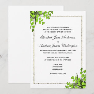 Elegante Eckfarn-Dekoration Hochzeit Einladung