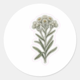 Elegante Edelweiß-Blumenkunst - Seltene Alpenblüte Runder Aufkleber
