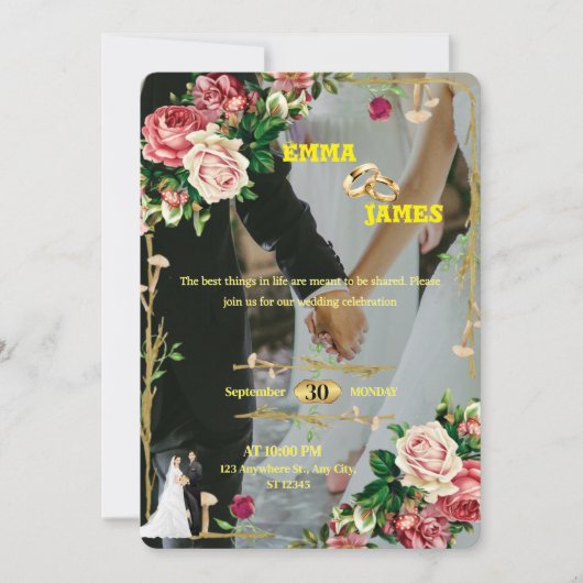 Elegante Editable Wedding Invite Card Feiertagskarte (Vorderseite)