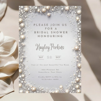 Elegante editierbare Diamanten- und Perlen-Bridal- Einladung