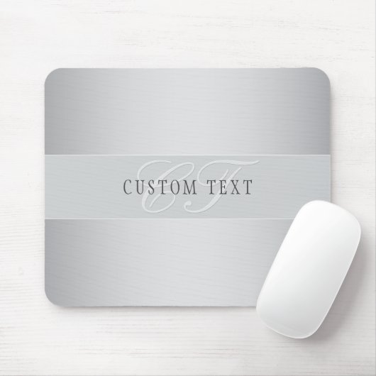 Elegante editierbare Monogramm-Schrift | Grau Mousepad (Mit Mouse)