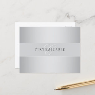 Elegante editierbare Monogramm-Schrift Grau Postkarte