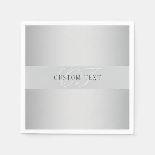 Elegante editierbare Monogramm-Schrift | Grau Serviette (Vorderseite)