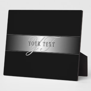 Elegante editierbare Monogramm-Schrift Schwarz Fotoplatte