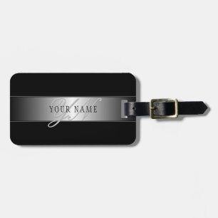 Elegante editierbare Monogramm-Schrift Schwarz Gepäckanhänger