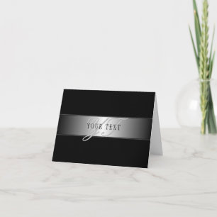 Elegante editierbare Monogramm-Schrift   Schwarz Karte