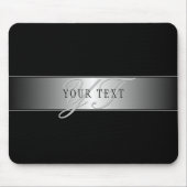 Elegante editierbare Monogramm-Schrift | Schwarz Mousepad (Vorne)