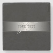 Elegante editierbare Monogramm-Schrift | Schwarz Steinuntersetzer (Vorderseite)
