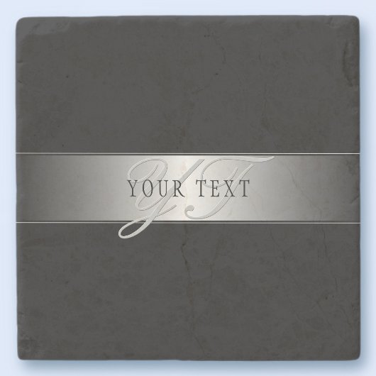 Elegante editierbare Monogramm-Schrift | Schwarz Steinuntersetzer