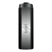 Elegante editierbare Monogramm-Schrift | Schwarz Thermosbecher (Vorderseite)