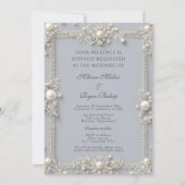 Elegante editierbare pastellblaue Diamanten und Pe Einladung (Vorderseite)