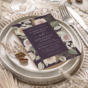 Elegante Eggplant Lila Wasserfarben Hochzeit der B Einladung