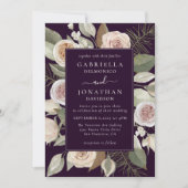 Elegante Eggplant Lila Wasserfarben Hochzeit der B Einladung (Vorderseite)