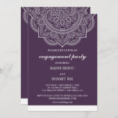 Elegante Eggplant Paisley Indianereinsatzpartei Einladung (Vorne/Hinten)