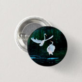 Elegante Egrets im Tanz Button (Vorne & Hinten)