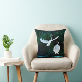 Elegante Egrets im Tanz Kissen