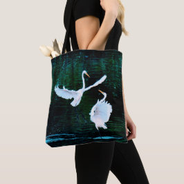 Elegante Egrets im Tanz Tasche