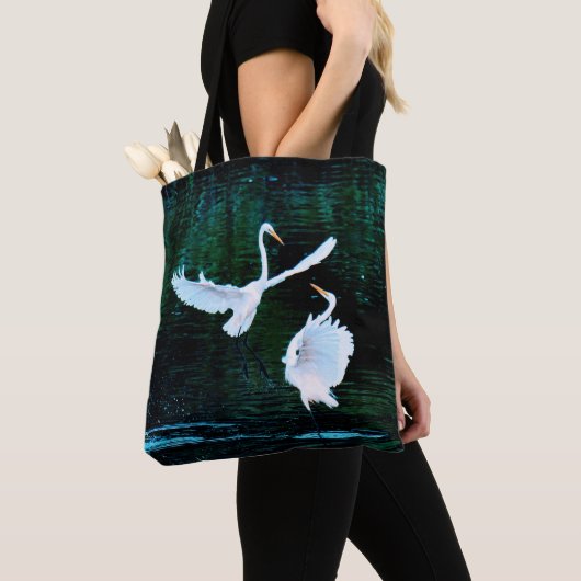 Elegante Egrets im Tanz Tasche (Von Nahem)