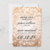 Elegante Ehe / Elopement Copper Bokeh Lights Ankündigung (Vorderseite)