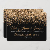 Elegante Ehe Elopement Falling Stars Gold Ankündigung (Vorne/Hinten)