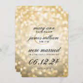 Elegante Ehe / Elopement Gold Bokeh Lights Ankündigung (Vorne/Hinten)