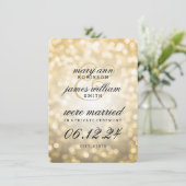 Elegante Ehe / Elopement Gold Bokeh Lights Ankündigung (Stehend Vorderseite)