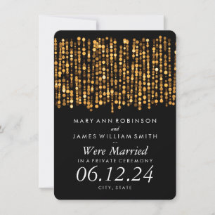 Elegante Ehe / Elopement Moderne goldene Lichter Ankündigung
