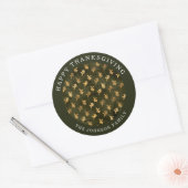 Elegante Eichenblätter Grüne Thanksgiving Runder Aufkleber (Umschlag)