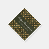 Elegante Eichenblätter Grüne Thanksgiving Serviette (Ecke)