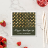Elegante Eichenblätter Grüne Thanksgiving Serviette (Beispiel)