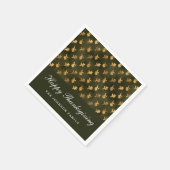 Elegante Eichenblätter Grüne Thanksgiving Serviette (Ecke)